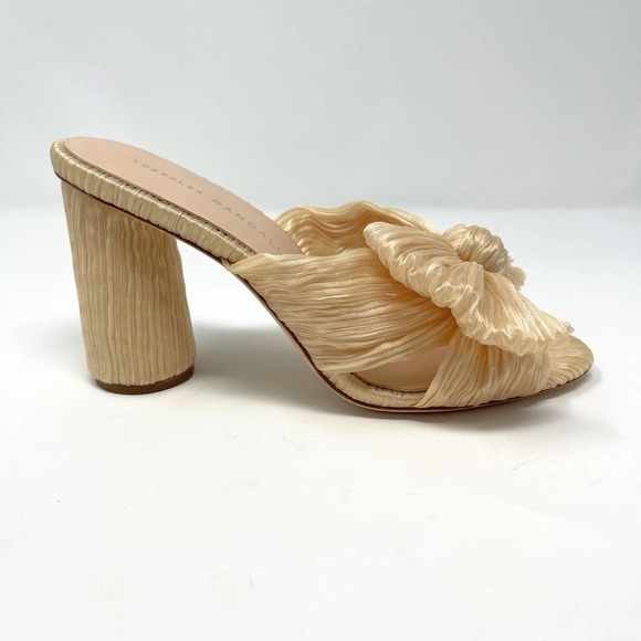 NWB Loeffler Randall Women's Almond Cream Penny Pleated Bow Slide Sandal 6.5 - Picture 3 of 12
